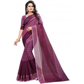 SVB Saree Magenta Colour Polycotton silk sare