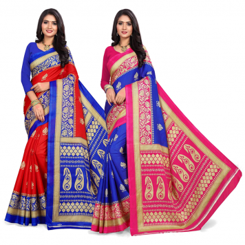 SVB Saree Multicolour Silk Saree Combo of 2 Saree