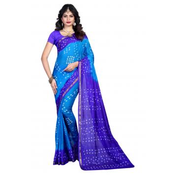 SVB Saree Rama Blue Art Silk Bandhni Type Printed Saree...