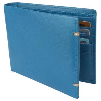 Men Blue Original Leather RFID Wallet 8 Card Slot 2 Not...