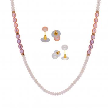 Glitering of Peach And Pink White Pearl Necklace of Sin...