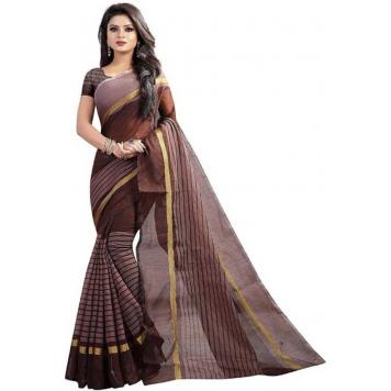 SVB Saree Brown Colour Polycotton silk sare