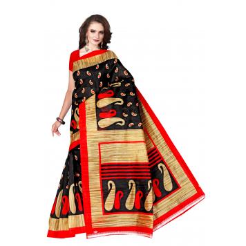 SVB Saree Black Bhagalpuri Silk Saree With Blouse Piece...