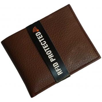 Men Brown Genuine Leather RFID Wallet 6 Card Slot 1 Not...