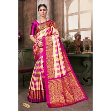 SVB Saree Womens Silk Lattice design Saree With Blouse ...