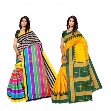 SVB Saree Multicolour Silk Saree Combo of 2 Saree