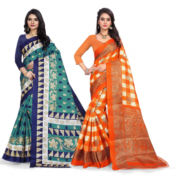 SVB Saree Multicolour Silk Saree Combo of 2 Saree