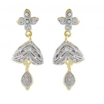 Gold Plated American Diamond Cz Jhumki Earrings for Gir...