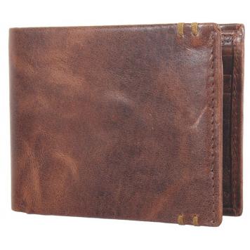 Men Brown Original Leather RFID Wallet 7 Card Slot 2 No...