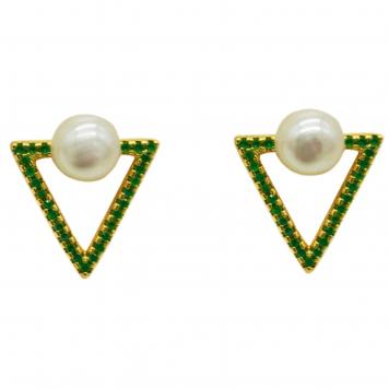 Style Up with Green Triangle SemiPrecious Stone Freshwa...