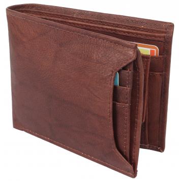 Men Brown Pure Leather RFID Wallet 8 Card Slot 2 Note C...