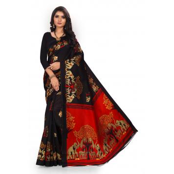 SVB Saree Black Mysor Silk Saree With Blouse Piece