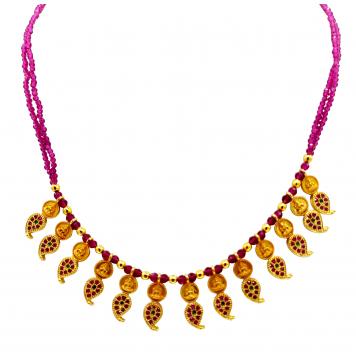 Classy Pink Beeds Necklace Set by Maha Gauri Jewels