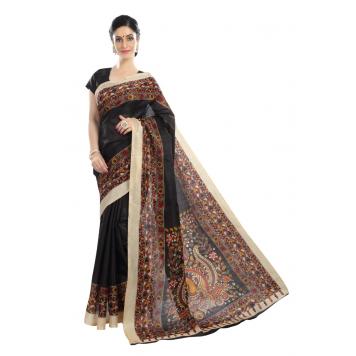 SVB Saree Black Colour Art Silk Saree With Blouse Piece...