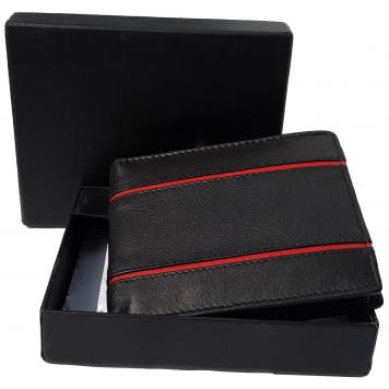 Men Black Genuine Leather RFID Wallet 8 Card Slot 2 Not...