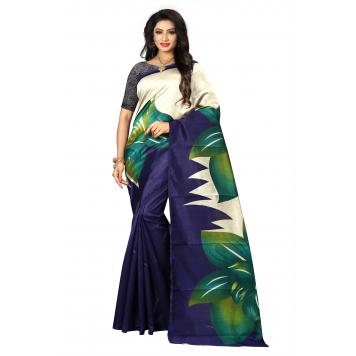 SVB Saree Womens Mysore Silk Multicolor Printed Saree W...