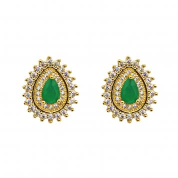 Dew Drop Green SemiPrecious Stone Freshwater Pearl Stud...