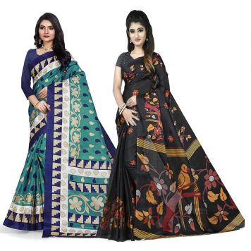 SVB Saree Multicolour Silk Saree Combo of 2 Saree