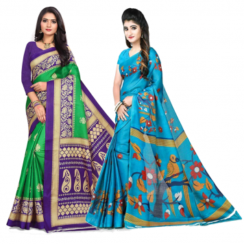 SVB Saree Multicolour Silk Saree Combo of 2 Saree