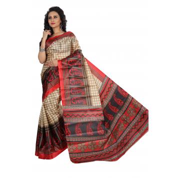 Svb Saree Red Colour Taffeta Saree Without Blouse Piece...