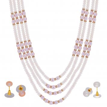 Tremendous 4 Lines Pink and White Pearl Necklace for Wo...