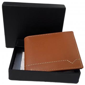 Men Brown Original Leather RFID Wallet 6 Card Slot 2 No...