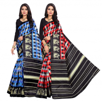 SVB Saree Multicolour Silk Saree Combo of 2 Saree