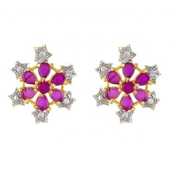 Magical Pink Ruby alike Semiprecious Stone Cz Earrings ...