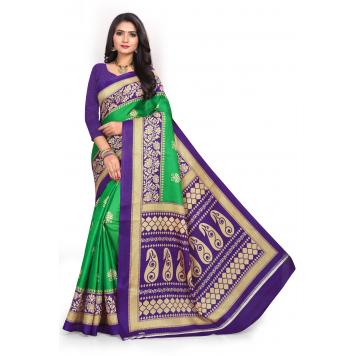 SVB Saree Green Khadi Silk Saree With Blouse Piece