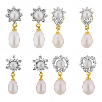 Stylish & Classy Combo of 4 Designer Cz Drop Pearl ...