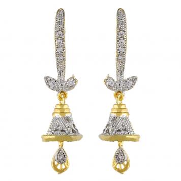 Gold Plated American Diamond Cz Jhumki Earrings for Gir...