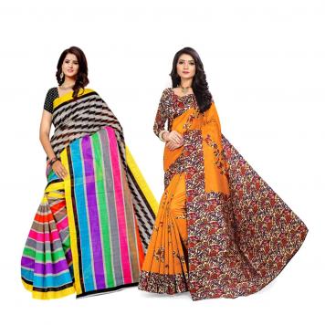 SVB Saree Multicolour Silk Saree Combo of 2 Saree