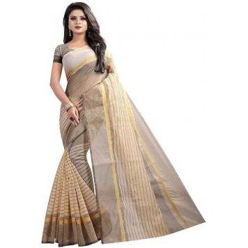 SVB Saree Cream Colour Polycotton silk sare