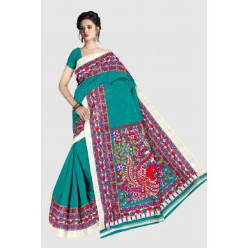 SVB Saree Rama Bhagalpuri Silk Saree With Blouse Piece