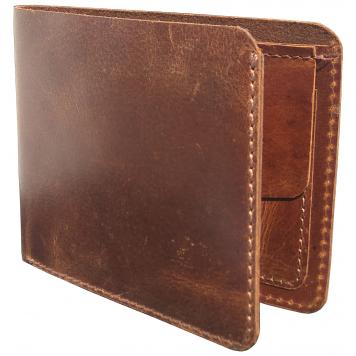 Men Brown Original Leather RFID Wallet 3 Card Slot 1 No...