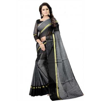 SVB Saree Black Colour Polycotton silk sare