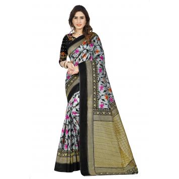 SVB Saree Printed Mysore silk SareeWith Blouse Piece