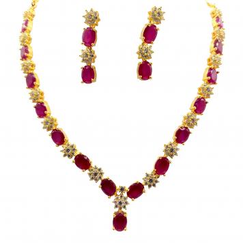 Spherical Ruby SemiPrecious Stone Necklace Set by Maha ...