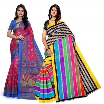 SVB Saree Multicolour Silk Saree Combo of 2 Saree