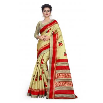 SVB Saree Red Colour Khadi Silk Saree With Blouse Piece...