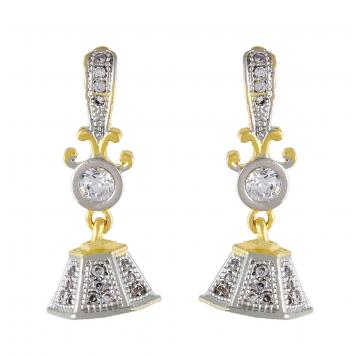 Gold Plated American Diamond Cz Jhumki Earrings for Gir...