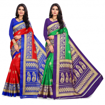 SVB Saree Multicolour Silk Saree Combo of 2 Saree