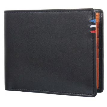 Men Black Genuine Leather RFID Wallet 11 Card Slot 2 No...