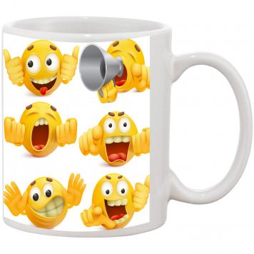 Mekanshi Premium Emojis, Emoticons Printed Gift Mug for...