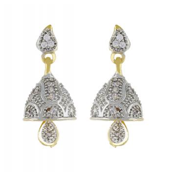 Gold Plated American Diamond Cz Jhumki Earrings for Gir...