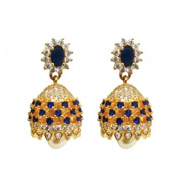 Stylish Blue Diamond Semiprecious Stone Freshwater Pear...