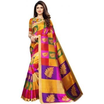 Multicolour Mysore Silk Kalamkari Saree