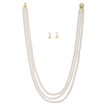 Simply Freshwater Button 3 String Pearl Necklace Set fo...