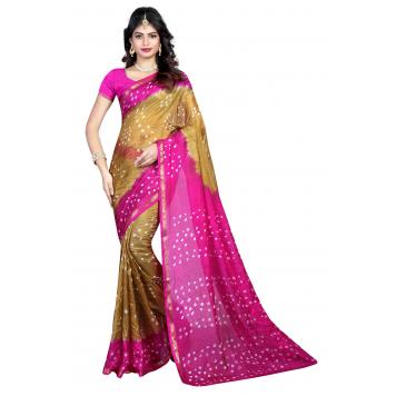 SVB Saree Chiku Pink Art Silk Bandhani Type Printed Sar...