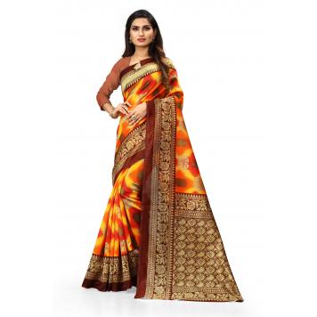 SVB Saree Multicolour Colour animal print Mysore silk S...